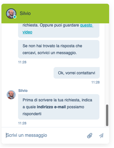 Richiesta diretta tramite chatbot