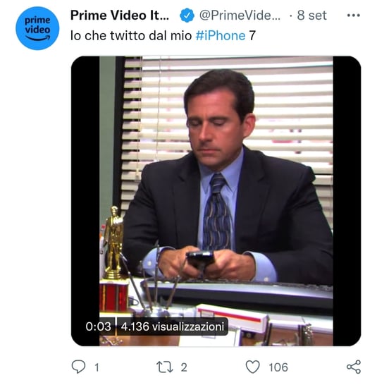 L'account Twitter di Prime Video comunica tramite meme